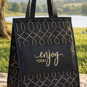 Geniş hacimli siyah elegant termo piknik çantası