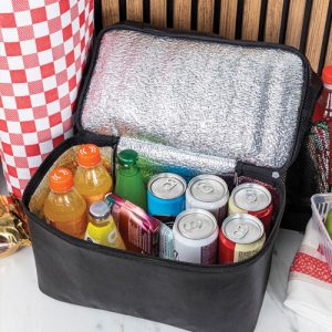 Siyah renkli fileli termo piknik ve plaj çantası